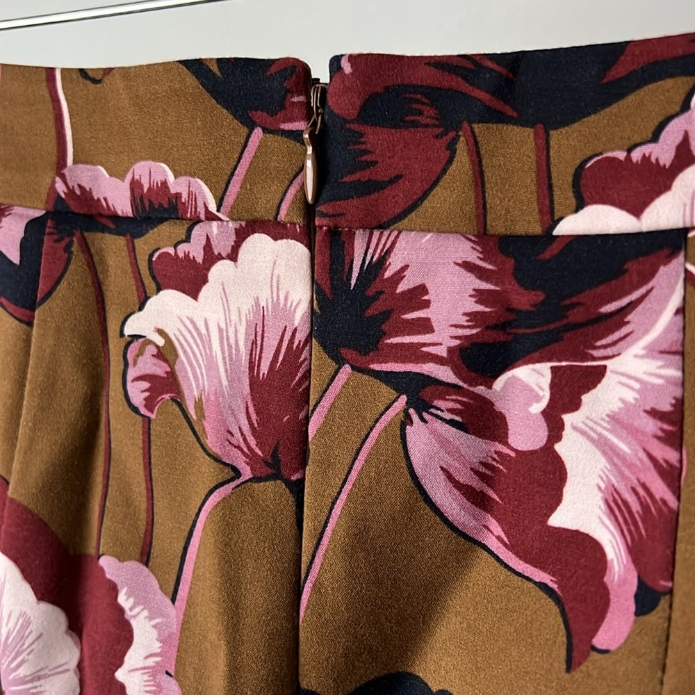 ANN TAYLOR knee length floral pencil skirt pink brown 6 - Picture 5 of 8